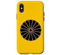 Kiku Chrysanthème Imperial Mon Noir Vector Art Coque pour iPhone X/XS