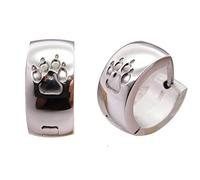 Kikuchi Messieurs Boucles d'oreilles Wolf Boucles 6 mm/13 mmø acier inoxydable Argent Huggie Boucles d'oreille