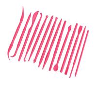 Kikumi 14 Pcs en Plastique Clay Sculpting Set Pottery Pottery Shaper, pour un Gâteau Fondant en Argile Douce, avec Poignée Confortable, Jaune, Rouge Rose, 12 Cm (Rose #02)