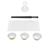 Kikumi Capsules de café Rechargeables, 3 Dosettes de café Réutilisables avec Brosse à Cuillère Inviolable, 25 Couvercles en Aluminium, étui de Rangement pour la Préparation du à