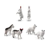 Kikumi Ensemble de 18 Figurines d'animaux Arctiques, Comprenant Un Loup Blanc, Un Hibou Blanc, Un Arctique, Un Husky Arctique et Un Modèle Animal de Simulation d'igloo.