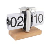 Kikumi Horloge Numérique Pliante Rétro, Horloge de Table Pliante, Mécanique, Fonctionne à Piles, Décoration de Bureau et de Maison, Base en Bois 24 Heures, Blanc