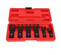 Kikumi Lot de 6 Clés à Pied D'oie, Jeu de Douilles 12 Mm-19 Mm, Tête Flexible 180, Poignée Courte, Conception 6 Points, Boîtier en Plastique, pour Espaces Restreints, Conduites