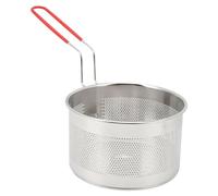 Kikumi Panier de Friteuse Round 304 Panier à Frire en Acier Inoxydable avec Poignée pour Copeaux Français, Anneaux D'oignon, Pâtes de Poulet (Petit 16 cm)