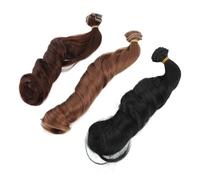Kikumi Perruques de Poupée 3 Pièces, Longueur 30 Cm, Largeur 1 M, Noir, foncé, Marron Clair, Ensemble de Perruque de Cheveux de Poupée Bouclés Romains Longs