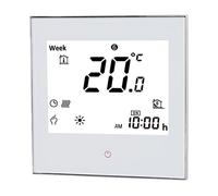 Kikumi Thermostat Programmable, Contrôleur de Température à écran Tactile LCD avec Rétroéclairage pour Système d'eau Chaude, Blanc AC95 240 V 14 Langues Prises en Charge