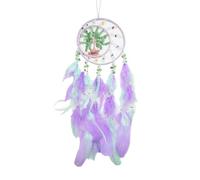 Kikuo Capteur de Reves Crystal Rain, Attrape-rêves arbre de vie avec plumes, faits main Attrape-rêves de style bohème à accrocher au mur, chambre Mobile Decoratif Mariage Cadeau (Violet)