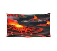 Kilauea Bannière de vacances de Noël imprimée volcans, décoration d'intérieur ou d'extérieur pour fête, porche, bar, toile de fond festive à suspendre