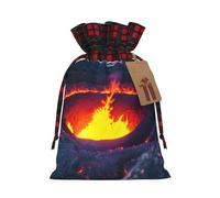Kilauea Pochettes cadeaux réutilisables avec cordon de serrage Motif volcan Pour vacances, anniversaire, fête de mariage