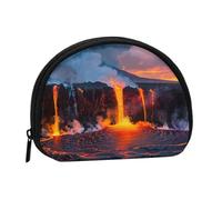 Kilauea - Porte-monnaie imprimé volcan pour femme - Joli petit portefeuille avec fermeture éclair, Noir , Taille unique, Pochette à monnaie