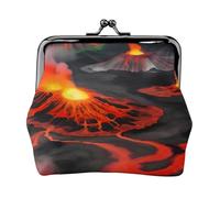 Kilauea - Porte-monnaie imprimé volcanos - Mini porte-monnaie pour femme - Petit porte-monnaie pour carte de crédit, carte d'identité et clés, noir, One Size, Vintage