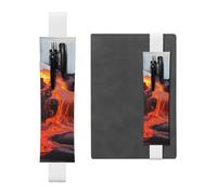 Kilauea Porte-stylo en cuir avec bande élastique pour carnet de notes Rouge vif de Kilauea Volcano Pen Sleeve Pouch réglable Journal Pen Case Bookmark Convient pour ordinateurs portables de 20,3 cm à