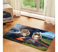 Kilauea Tapis d'alimentation pour chien Motif volcan Bloom pour gamelle d'eau et nourriture pour chien Accessoires pour chiens