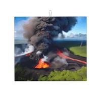Kilauea Tapis de séchage absorbant Motif volcano Bloom Comptoir de cuisine Résistant à la chaleur Réutilisable Séchage rapide