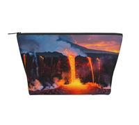 Kilauea Trousse de maquillage trapézoïdale avec impression volcanique pour femme et fille Grande capacité Portable Voyage Trousse de maquillage Organiseur, Noir , Taille unique, Trousse de maquillage