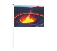 Kilauea Volcan Mini drapeau blanc solide - Couleurs vives et résistant à la décoloration - Drapeaux à main avec lance