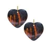 Kilauea Volcan Multi-Scenario Imprimé Noël Céramique Forme Coeur Pendentif Décoratif