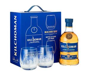 KILCHOMAN - Machir Bay Coffret 2 verres - Single Malt Whisky - 46% Alcool - Origine : Ecosse/Islay - Notes de Fruits & Vanille - Whisky Tourbé - 70 cl + 2 verres
