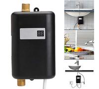 Kilcvt Chauffe-Eau instantané de Chauffe-Eau électrique de 3800W, Chauffe-Eau sans réservoir d'eau pour la Main/Le Visage/Les Plats lavant la Cuisine,Noir