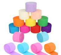 KILDOWS 12 Rouleaux Papier Crépon Coloré, 4.5cm x 25m Serpentins en Papier Crépon Papier Crêpe Multicolores Bande Crepon Bandes Décoratif pour Bricolage Mariage Anniversaire Fête Décoration