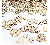 KILDOWS 120 Pièces Confettis Anniversaire, Confettis Happy Birthday en Bois Décoration de Table pour Fille Garçon Femme Homme Anniversaire Fête Décorations