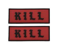 Kill Tactical Morale Patchs rectangulaires 3D en PVC avec crochet au dos, 10 cm x 3,8 cm, pour sac à dos (fond noir avec rouge)