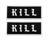 Kill Tactical Morale Patchs rectangulaires 3D en PVC avec crochet au dos, 10 cm x 3,8 cm, pour sac à dos (fond noir avec blanc phosphorescent)