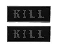 Kill Tactical Morale Patchs rectangulaires 3D en PVC avec crochet au dos, 10 cm x 3,8 cm, pour sac à dos (fond noir, gris)