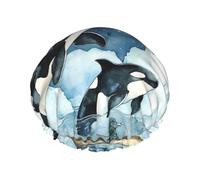 Killer Whale Bonnet de douche imperméable double couche pour homme et femme - Protection des cheveux pour le bain, masques faciaux, spa