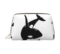 Killer Whale Dolphin Ocean Trousse de maquillage de voyage avec compartiments, trousse de toilette portable pour femme, doré, One Size