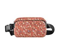 Killer Whale Mini sac banane avec sangle réglable pour entraînement, course à pied, randonnée Bleu, Motif floral mignon simple fleurs vermillon, 1 Size