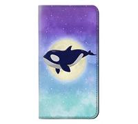 Killer Whale Orca Moon Pastel Fantasy Etui Flip Housse Cuir pour Samsung Galaxy S26