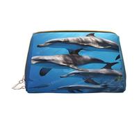 Killer Whale Print Trousse de maquillage en cuir PU avec poche zippée Organiseur compact pour voyage/sac à main, blanc, Taille unique