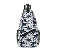 Killer Whale Sac à bandoulière unisexe avec plusieurs poches, sac à bandoulière de grande capacité, en polyester durable, sangle réglable pour les trajets quotidiens et les voyages