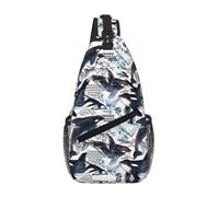 Killer Whale Sac à bandoulière unisexe avec plusieurs poches, sac à bandoulière de grande capacité, en polyester durable, sangle réglable pour les trajets quotidiens et les voyages