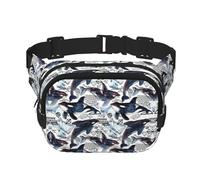 Killer Whale Sac banane carré double couche avec sangle réglable pour course à pied, voyage, randonnée, Noir , Taille unique