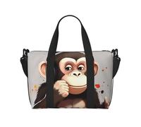 Killer Whale Sac de voyage à bandoulière résistant à l'eau, grand bagage à main avec sangle réglable, multi-compartiments pour la gym, les voyages, l'extérieur, Music Monkey, Taille unique