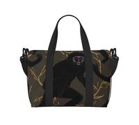 Killer Whale Sac de voyage à bandoulière résistant à l'eau, grand bagage à main avec sangle réglable, multi-compartiments pour la gym, les voyages, l'extérieur, Singe Gibbon noir, Taille unique