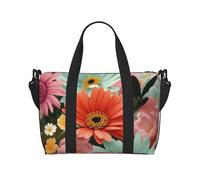 Killer Whale Sac de voyage à bandoulière résistant à l'eau, grand bagage à main avec sangle réglable, multi-compartiments pour la gym, les voyages, l'extérieur, fleurs, Taille unique