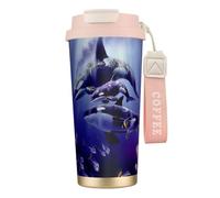 Killer Whale Tasse à café à double paroi en acier inoxydable 316, durable, isolée et élégante pour les amateurs de café et de thé