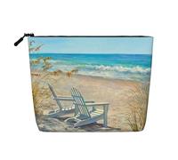 Killer Whale Trousse à cosmétiques - Organiseur de voyage simple couche de grande capacité, organiseur quotidien avec fermeture éclair, Scène de plage avec chaises, Taille unique