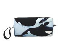 Killer Whale Trousse de maquillage avec imprimé dauphin Simple Voyage étanche Trousse de toilette Organiseur pour femmes, mamans et filles, blanc, Taille unique, Trousse de toilette