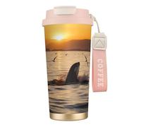 Killer Whale Under Sunset Tasse à café à double paroi en acier inoxydable 316, durable, isolée et élégante, adaptée pour les amateurs de café et de thé