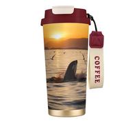 Killer Whale Under Sunset Tasse à café à double paroi en acier inoxydable 316, durable, isolée et élégante, adaptée pour les amateurs de café et de thé