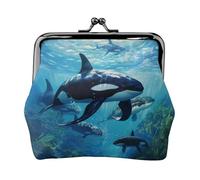 Killer Whales Swim Along - Petit kit de voyage - Pochette compacte pour camping, aventures et excursions de pêche, noir, One Size, Art déco