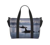Killer Whales Swim Along Sac de sport pour femme, sac de sport pour week-end, sac fourre-tout pour articles personnels, noir, One Size