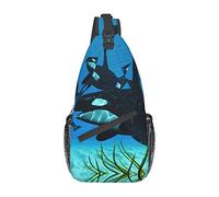 Killer Whales Swim Along Sling Backpack, Sac à bandoulière léger pour femmes et hommes, Sac à dos décontracté pour l'extérieur