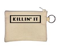 Killin It Porte-clés carré noir avec logo de police Beige