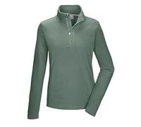 killtec Femme Ksw 101 WMN FLC Shrt T-Shirt en Polaire avec Col Montant Et Fermeture Éclair, Green-Grey, 46 EU