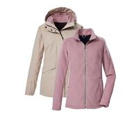 killtec Femme Veste Outdoor/3 en 1 Veste fonctionnelle avec capuche et veste polaire encastrable KOW 189 WMN JCKT, hell taupe, 36, 43311-000